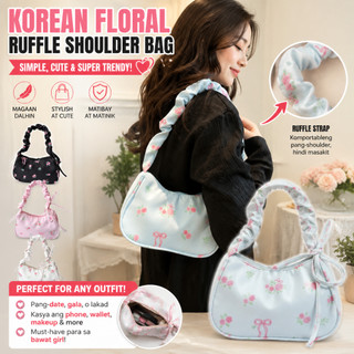 COD FXSAXUNN Underarm Bag For Women Stylish Unique Wrinkled Drawstring Floral Handbag