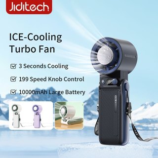 Jiditech 10000mAh High Speed Cooling Fan Handheld/Stand/Neck-hanging Folding Fan With 199 wind speed