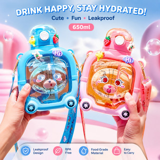 1000ML Water Bottle Large Capacity Portable Waterproof Plastic Cute Tumbler for Children