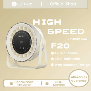 JAMAY F20 Turbo Desk Fan 100-Speed 6000mah USB Rechargeable Quiet 360° Rotation with LED Light