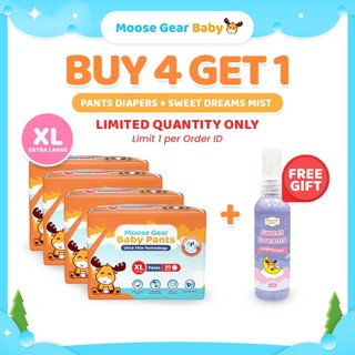 Moose Gear Baby Pants Diaper XL 120pcs (4PACKS) Hypoallergenic Super Absorbent Double Leak Guard