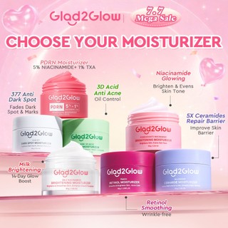 Glad2Glow Moisturizer Centella Gel Acid Acne Brighten 377 Dark Spot Retional Blueberry Milk Extract