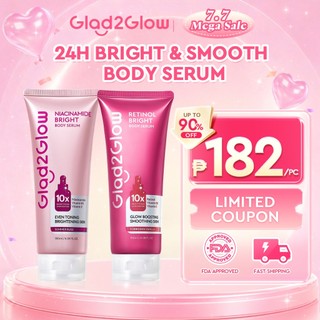 Glad2Glow Day & Night Body Serum Lotion Niacinamide Bright Retinol Smooth Lightweight Floral Scented