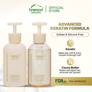 Bremod Premium Hair Keratin Complex Treatment Shampoo Conditioner Care Sulfate No Silicone 350ML