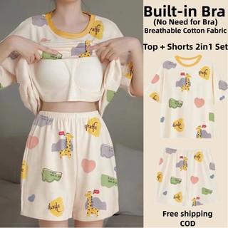 Babae Plus Size Padded Pajamas Cute Fashion Summer Sleepwear Malaking Sukat Night Suit #C