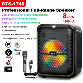 BTS-1740 brudo speaker 1739 1989 1808 1709 1783 Bluetooth karaoke speaker with Free 2 Microphone