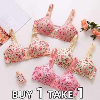 Buy 1 Get 1 Free Front-clasp rose-print wireless comfortable push-up shaping lingerie