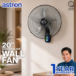 Astron GIGA 20" Electric Wall Fan - Black | Transparent Blade | 5 Leaves | Strong Airflow | 100W