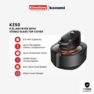 Kazumi KZ50 6.5L Air Fryer with Visible Glass Top Cover - Black