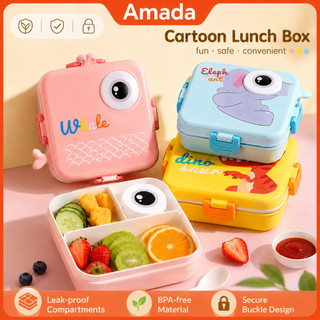 Amada 2 Layer Cartoon Lunch Box For kids Bento Box With Spoon Lunch Box  Container Microwavable