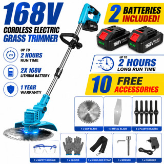{Warranty}Grass Cutter 168V Portable Electric Cordless Lawn Mower Garden Weed Trimmer Rechargeable