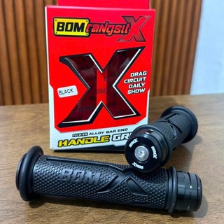 BOM X HANDLE GRIP WITH BAR END UNIVERSAL FIT - BXHG201 RED, BLACK, BLUE, PURPLE