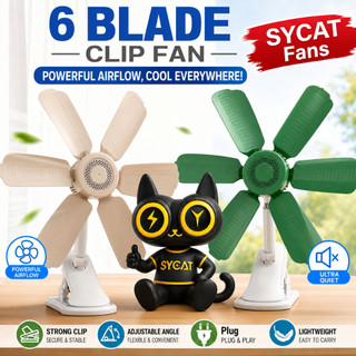 SYCAT 690-5 Big Fan 6 Blade Clip Fan Big Table/Desk Fan Electric Fan W/ Clip Clover Fan Portable
