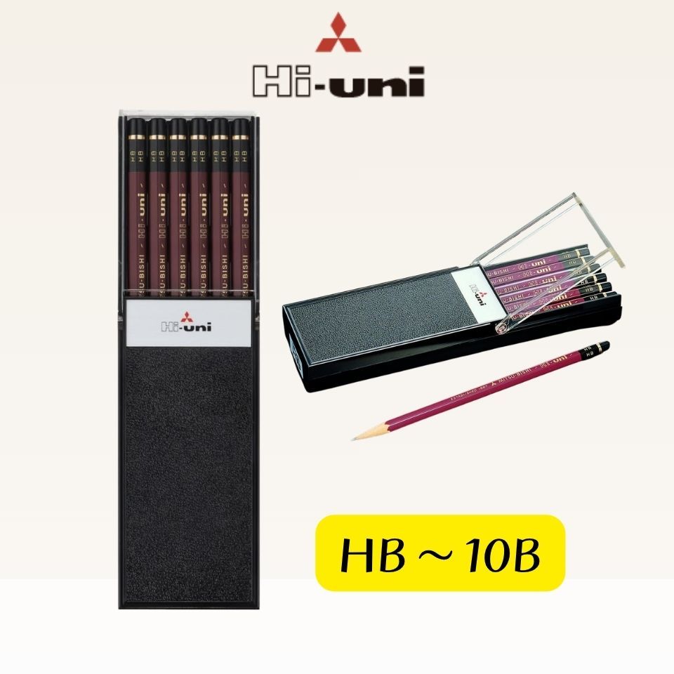 Mitsubishi Pencil uni Hi-uni Pencil 1 Dozen Set HB–10B Professional Drawing Pencils