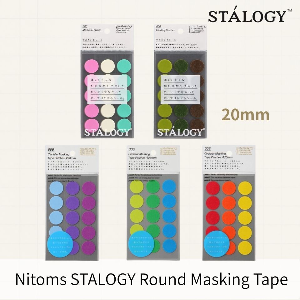 NITOMS STALOGY Masking Round Stickers 20mm Large Dot Label Stickers Planner Organization