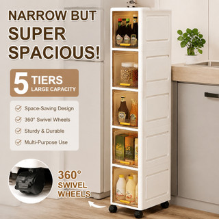 Slim Storage Cabinet, Flip-Top, Gap Organizer for Home, Wheeled, Transparent Creative Design.