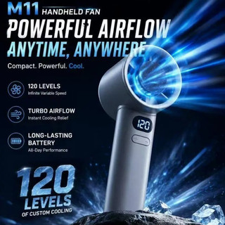 120 Wind Speed Turbo Fan M11 with LED Display High Speed Handheld USB Rechargeable Fan
