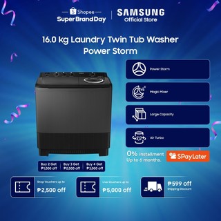 Samsung 16kg Twin Tub Semi-Auto Washer WT16B5240BA/TC