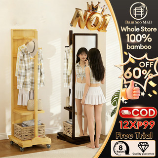 Full Body Mirror Wall Rotating Base Mirror bamboo products Whole Body Mirror Fashiona HD Wall Mirror