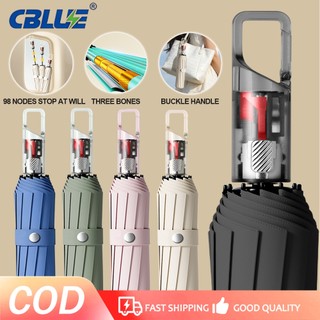 Cblue 80 Ribs Automatic Umbrella Anti-rebound Folding with Hook Handle Windproof Anti-UV Umbrella