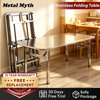 Stainless Table Dining Table 304 Metal Console Table Steel Foldable Table Water Proof