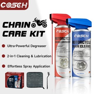 COSCH Professional 2-in-1 Chain Care Kit Clean Lubricate Protect - for Chains Gears Motorcycle Parts