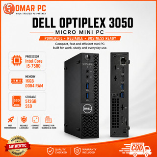 Dell OptiPlex 3050 Micro Mini PC Intel core i5-7500T (8GB RAM + 256GB SSD | 16GB RAM + 512GB SSD)