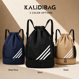 KALIDI String Bag Drawstring Backpack Bag Waterproof Nylom Sports Bag gym bag Shoulder Bag Large