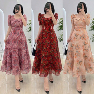 STELLA Premium Vietnam Elegant Dress with Side Pockets & Waist Tie| Classy High Quality Back Zipper