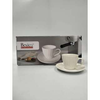 [COD] 9oz Porcelain Cup & Saucer 12pc Set – Gift: Wedding,Housewarming,Holiday,Beautiful Packaging