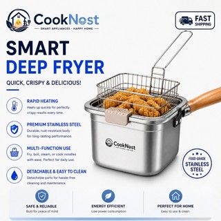 COOK NEST Portable stainless steel Japanese deep fryer with multiple functions