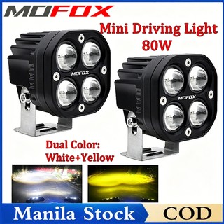MOFOX D2 Motorcycle Mini Driving Light Dual Color High/Low Beam 80W Bright Waterproof Spotlight MDL