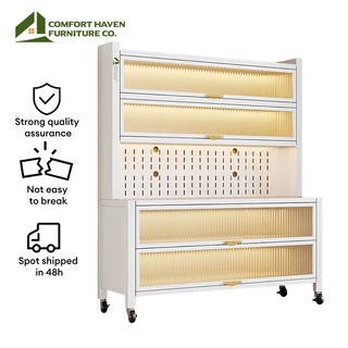 Kitchen Storage Cabinet Sideboard Cupboard Cabon Steel Kitchen Organizer Heavy Duty Microwave Stand