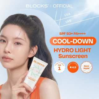 [50ml] BLOCKS Cool-Down Hydro Light Sunscreen SPF50+ PA++++ Non-Sticky Demi-matte Good for Oily Skin