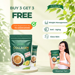 [BUY 3 GET 3 + Free Gifts] FITGUM Collagen Chia Coffee | Total 60 sachets | FDA Approved