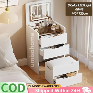 Vanity table with Mirror & Chair & Drawers Vanity mirror dresser Flip Top Led Smart Glass Dressing