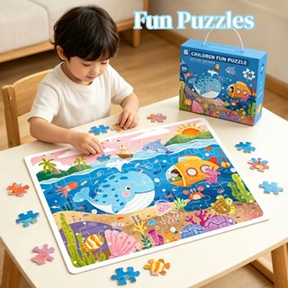 60PCS Kids Puzzle Set Large Piece Puzzle Cartoon Puzzle Kids Birthday Educational Gift Toys