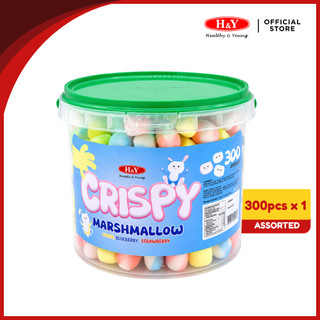 Original H&Y's Crispy Marshmallow Large Bucket 300 pcs/jar (Flavor: Lemon Blueberry Strawberry)