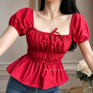 PUFFY TOP Puff sleeve Linen top bustier