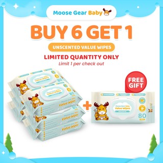 Moose Gear Baby Value Wipes Unscented 480s (6PACKS) Hypoallergenic w/ Vitamin E & Aloe Extract