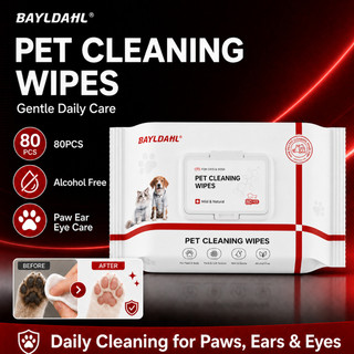Pet Wipes Dog Cat Wet Wipes Alcohol Free Grooming Cleaning Deodorizing Paw Ear Eye Care 80PCS