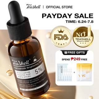 【FDA Approved】Teashell Whitening Serum 5% Niacinamide & Alpha Arbutin 30ml - Fade Dark Spots Brighte