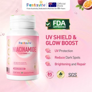 Pentavite Niacinamide Plus UV Protection Reduce Dark Spots Vitamin C Brightening & After-sun Repair