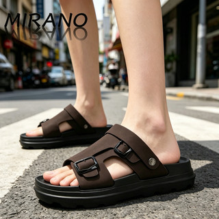 Mirano Men's Rubber Thick-soled Non-slip Slippers with Adjustable Buckles and Dual-use Sandals