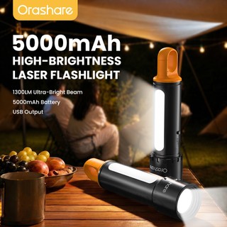 Orashare OL03Pro Max 5000mAh Flashlight Rechargeable 1300LM Bright LED Torch Light with USB Output