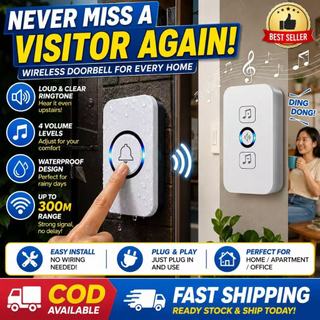 Intelligent small LED wireless doorbell waterproof 300M range door bells 62 Songs Chime door ring US