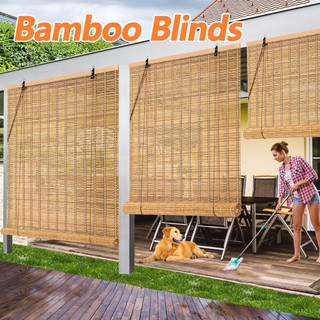Bamboo Blinds Native Real Bamboo Roll Up Window Blinds Bamboo Curtain Mold-Proof Waterproof