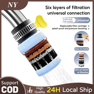 6 Layers Faucet Filter Kitchen Water Saving Kitchen Splash Proof Water Purifier Filtration Head Tap