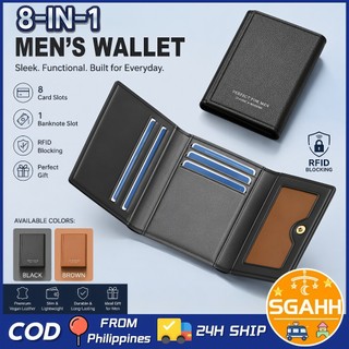 8in1 Men's Slim Card Holder Wallet RFID Blocking PU Leather foldable Wallet Large Capacity card bags