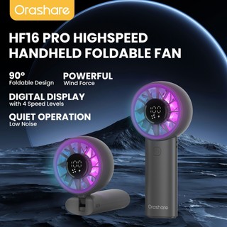 Orashare HF16 Handheld Foldable Fan Portable 4000mAh 8H USB Rechargeable 4 Speeds Digital Display